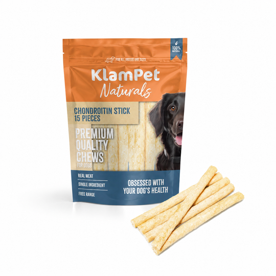 KlamPet Naturals Chondroitin Sticks 6-inch, 15-count package with natural beef chews
