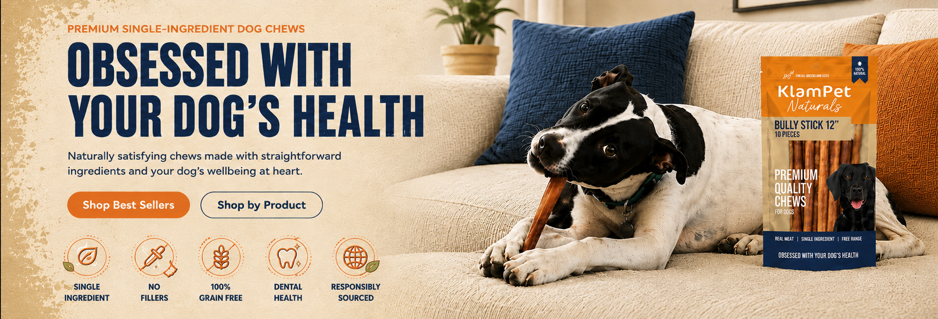 KlamPet Naturals premium single-ingredient dog chews