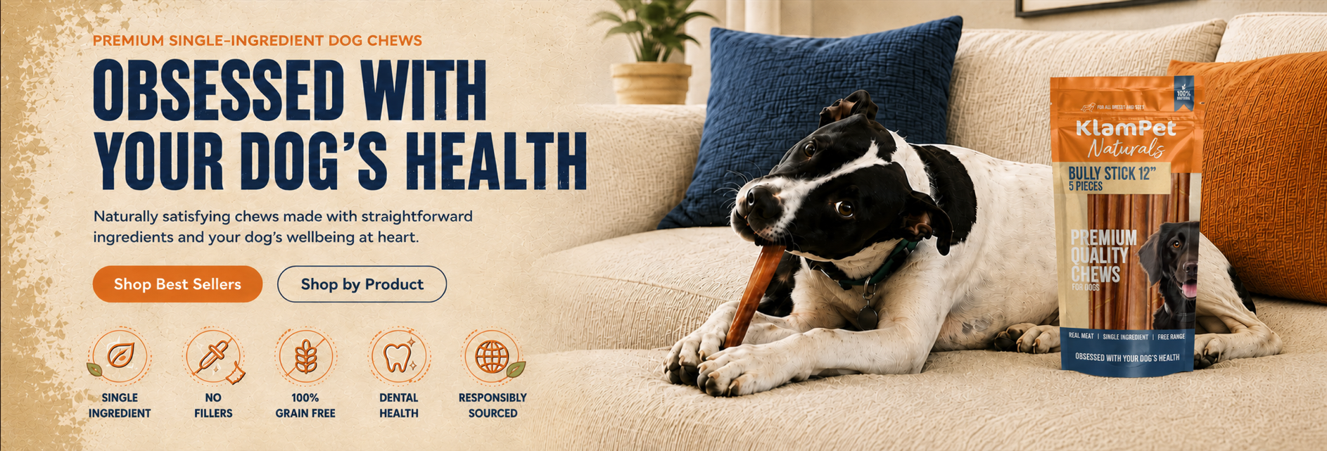 KlamPet Naturals premium single-ingredient dog chews